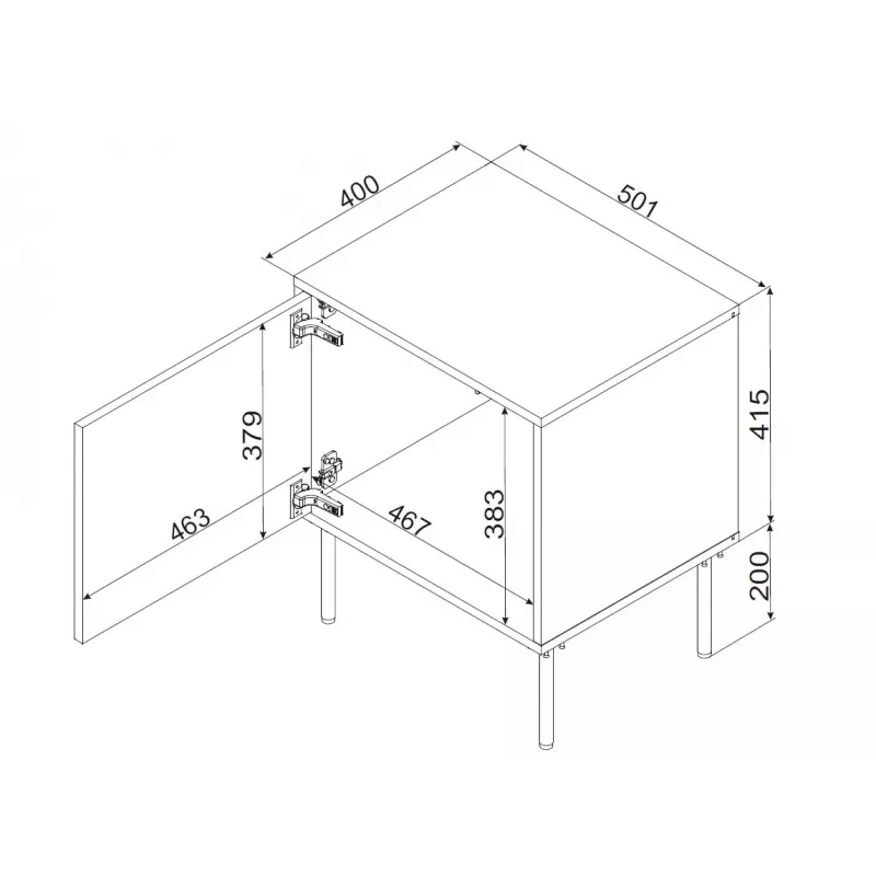 Nočný stolík Cama INSERTO, 2 ks, 50x40x61,5 cm, čierny + LED
