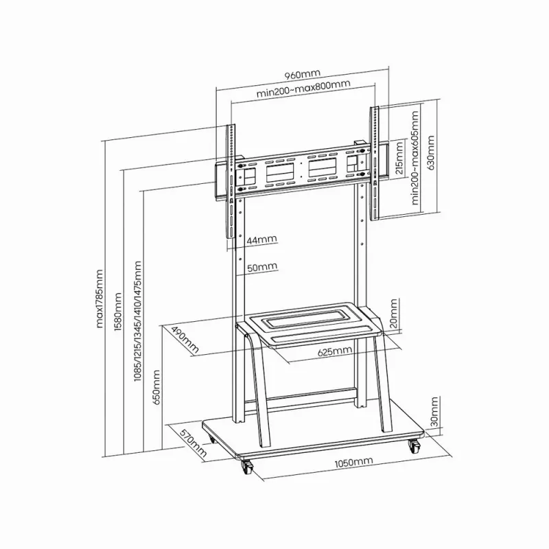 Gembird TVS-100F-01 podlahový stojan pre displeje 2,54 m (100) čierny