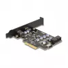 PCI Express x4 karta DELOCK 90345 s 2 externými USB Type-C konektormi