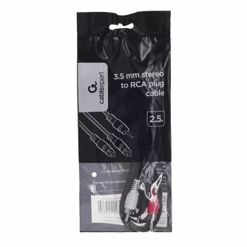 Gembird 2,5 m, 3,5 mm/2xRCA, M/M audio kábel čierna, červená, biela