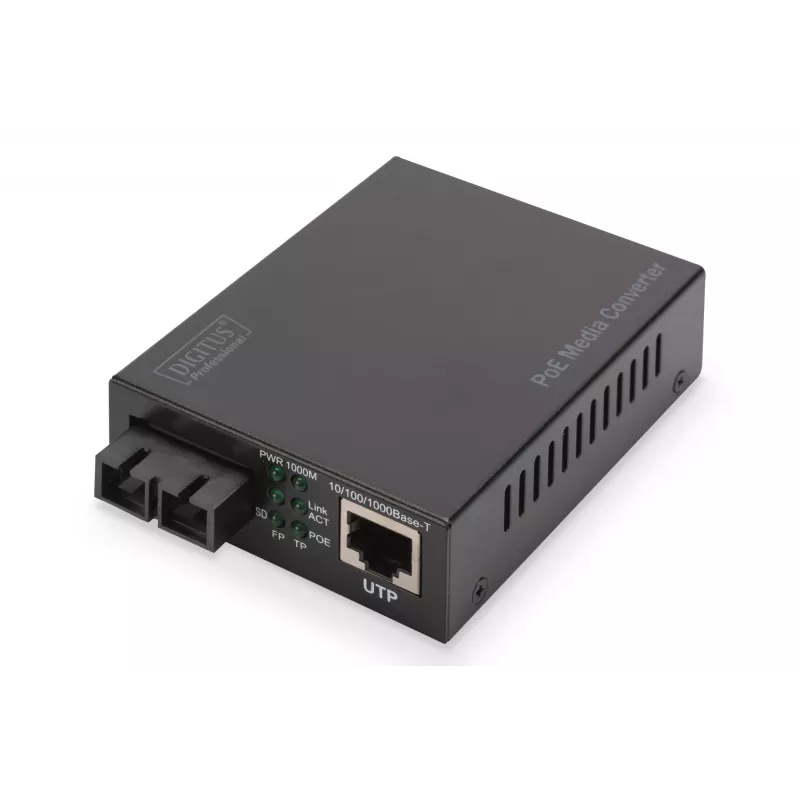 Digitus Gigabit PoE mediálny konvertor, RJ45 / SC, SM, PSE