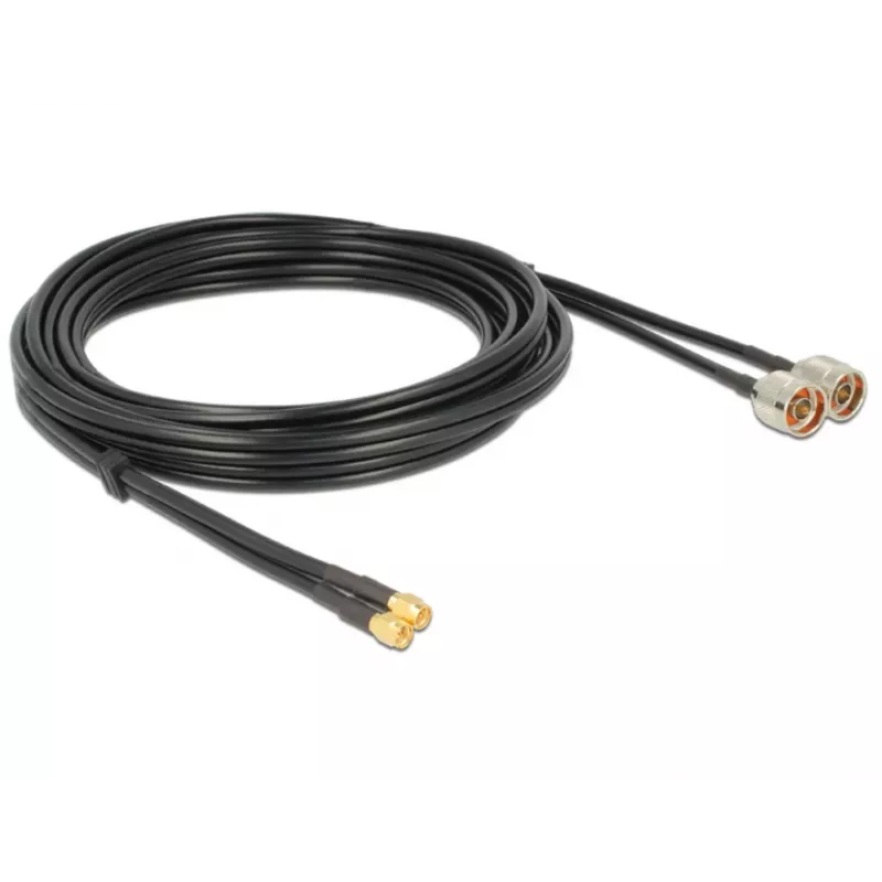 Koaxiálny kábel DeLOCK 89467 RG-58 5 m 2x N samec 2x SMA samec čierny