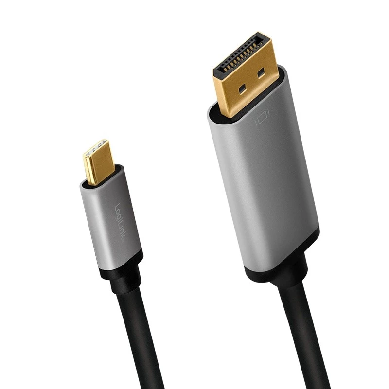 LogiLink CUA0100 káblový adaptér DisplayPort USB 3.2 Gen1 Type-C 1,8m čierny sivý