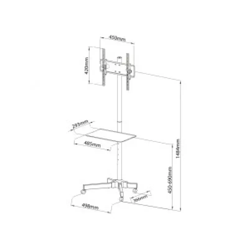 TV stolík/rolovací vozík s kolieskami + rukoväť 23-55 25 kg S-09