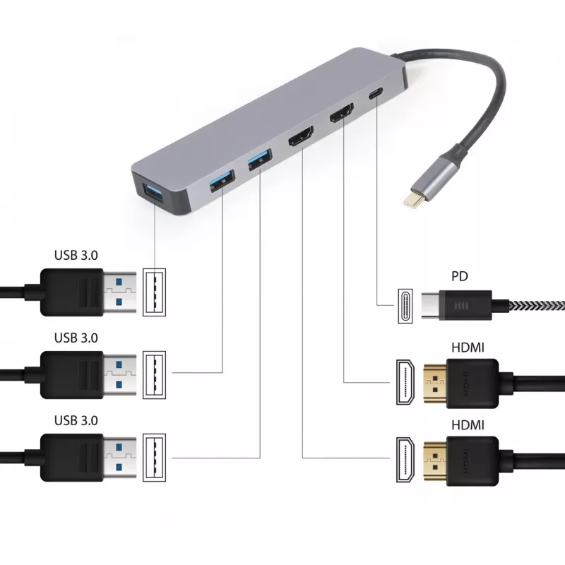 Gembird A-CM-COMBO3-03 USB Type-C 3-in-1 multi-port adaptér (hub + HDMI + PD)