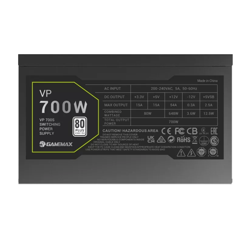 Gamemax napájací zdroj, 80 PLUS, Standard | VP 700S | 700 W