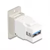 Keystone modul DELOCK 67337 panelová montáž USB Type-B na USB Type-A 5 Gbit/s, strieborný/biely