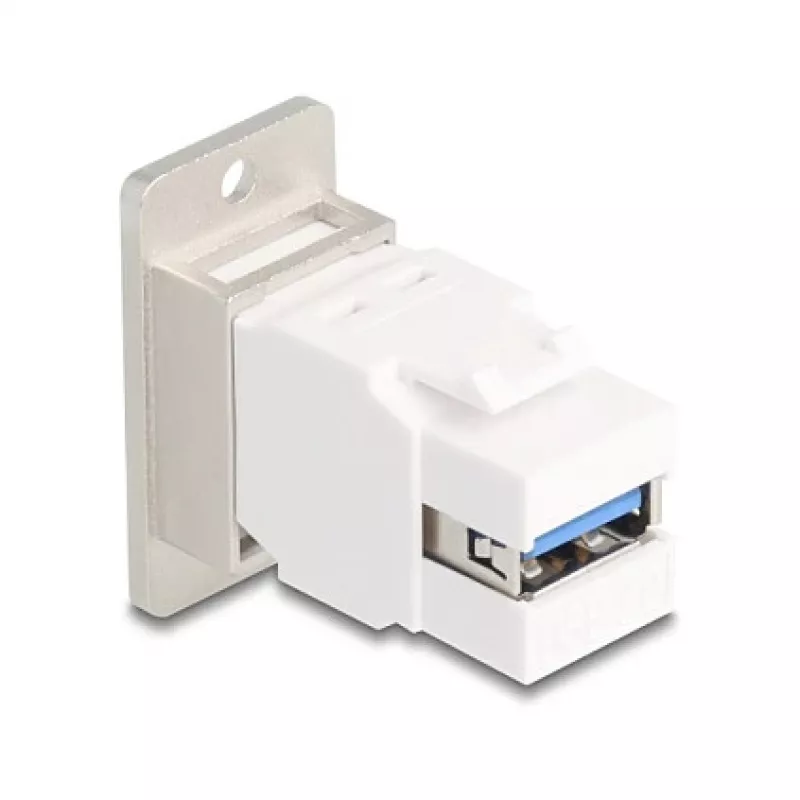 Keystone modul DELOCK 67337 panelová montáž USB Type-B na USB Type-A 5 Gbit/s, strieborný/biely