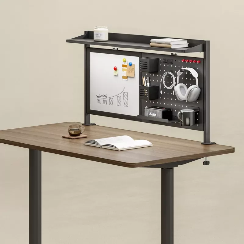 Ergo Office stolová priečka / organizér, max. zaťaženie 10 kg, biely tabuľa, šírka 1116 mm, čierny, ER-301 B