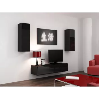 Cama TV stojan VIGO 140 30/140/40 čierna/čierna lesklá