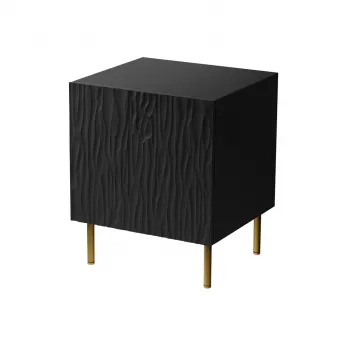 Sada nočných stolíkov 2 ks cama meble JUNGLE — 53,5×40,5×44 cm, čierna matná MDF/drevotrieska, zlaté nohy