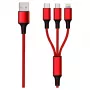 USB kábel 2GO 797150 1,5m USB B USB C/Micro-USB B/Lightning červený