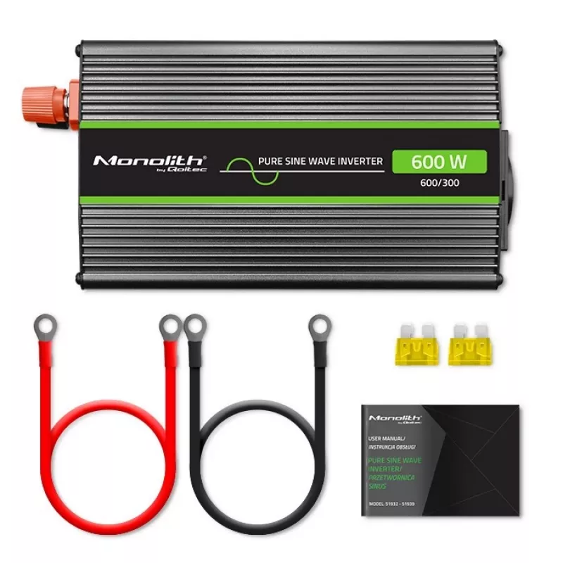 Qoltec Monolith napájací adaptér/menič do auta 600 W čierna