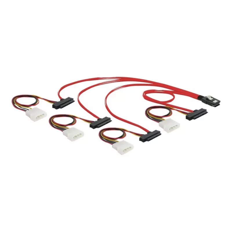 DeLOCK - Interný SAS kábel (Serial Attached SCSI) - 4-Lane - 36-pin 4i Mini MultiLane - Interné napájanie, 4-pin, Interné SAS, 29-pin (SFF-8482) - 50 cm (83059)