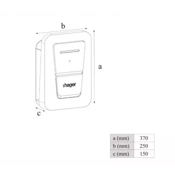 Nástenná nabíjacia stanica pre EV Hager witty one 11 kW 3-fázová s konektorom Type-2, RFID, Bluetooth, 4,5 m kábel, IP55, IK10