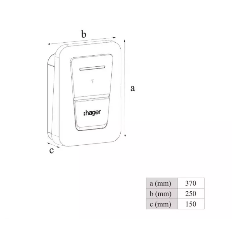 Nástenná nabíjacia stanica pre EV Hager witty one 11 kW 3-fázová s konektorom Type-2, RFID, Bluetooth, 4,5 m kábel, IP55, IK10