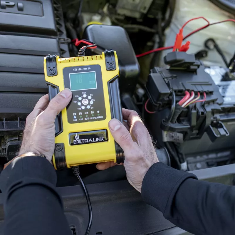 Extralink Shango inteligentná nabíjačka batérií | usmerňovač | 100 - 240VAC, 12V 12A, 24V 6A