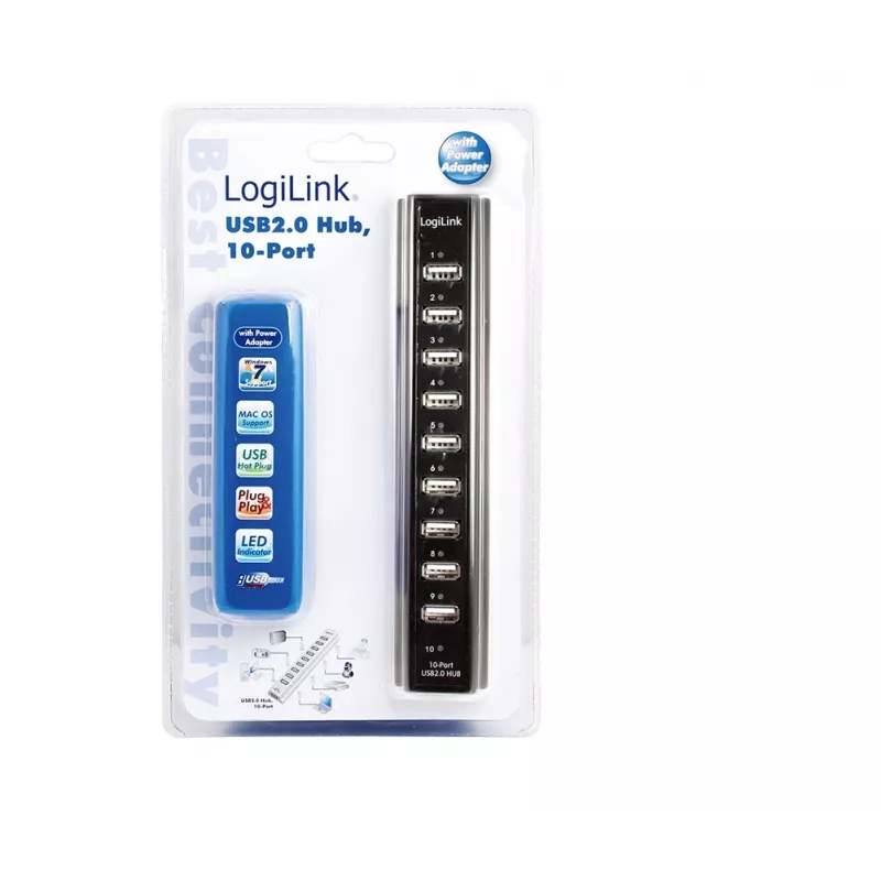 LogiLink UA0096 USB hub 480 Mbit/s čierny