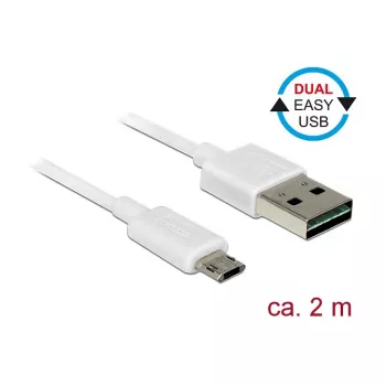 USB kábel DeLOCK 84808 USB 2.0 2 m USB A Micro-USB B biely