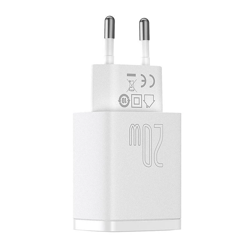 Nástenná nabíjačka Baseus Compact 1x USB-A + 1x USB-C 3A, kompaktný cestovný adaptér