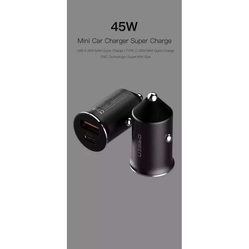 Autonabíjačka Orsen C8 45W — 45W USB-C PD rýchle nabíjanie, čierna