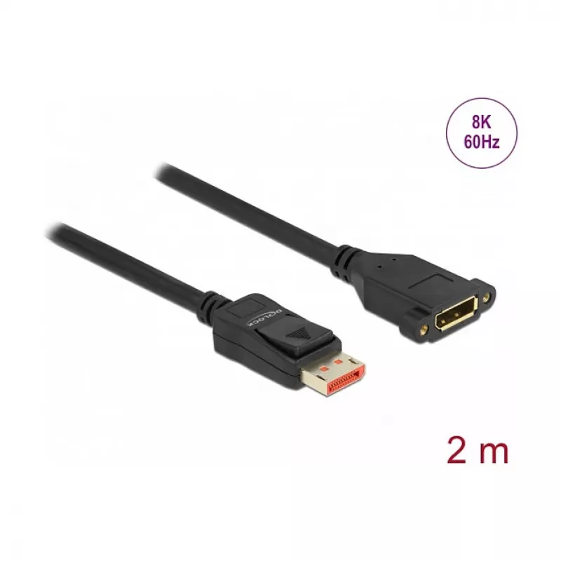 DisplayPort predlžovací kábel pre montáž do panelu DeLOCK 8K 60 Hz 2 m
