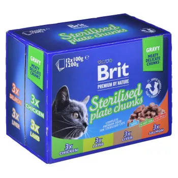 BRIT Premium Cat Sterilised Plate - mokré krmivo pre mačky - 12x100 g