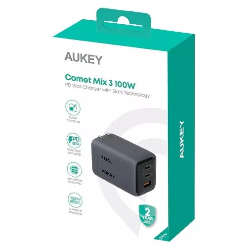 Comet Mix 3 nástenná nabíjačka PA-C5 3xUSB (2xUSB-C a 1xUSB-A) 100W 5A QC5.0 PD3.0 AFC PPS FCP SCP