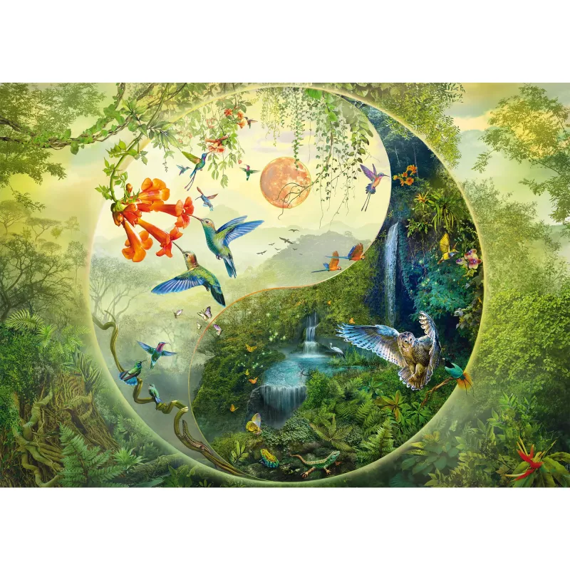 Puzzle 1000 dielikov, schmidt spiele Silvia Christoph — Yin & Yang v lese kolibríkov