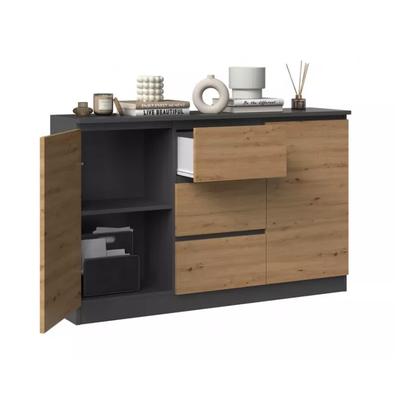 2D3S komoda 120x30x75 cm, antracit/artisan