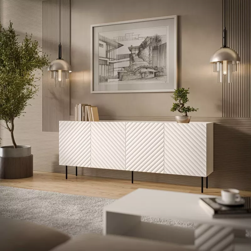 Cama Meble LUCCA 4D komoda, 200x40x80 cm, biela