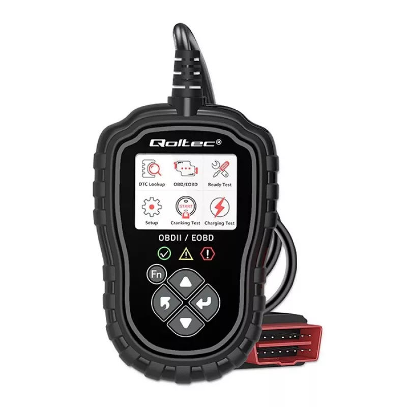 OBDII diagnostický tester QOLTEC ProLine 50685 — automobilový OBD-II skener pre 8V/25V systémy