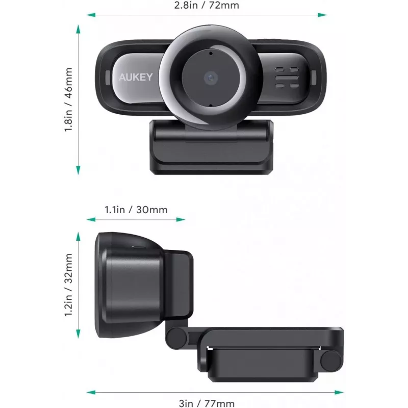 Webkamera AUKEY PC-LM3 2 MP 1920 x 1080 pixelov USB 2.0 čierna