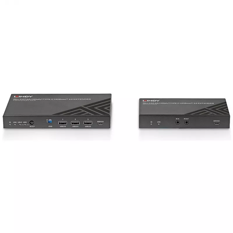 Lindy 70m Cat.6A HDMI 4K60 a Type C HDBaseT 3.0 KVM extender