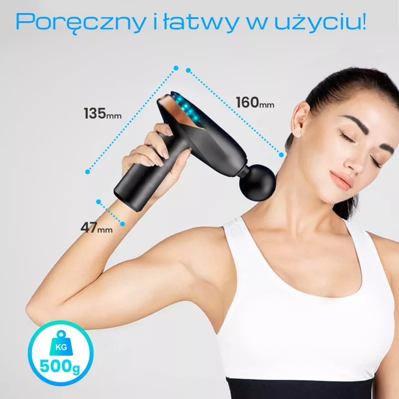 Masážna pištoľ Extralink MSG-02-LITE 3200 ot/min 6 nástavcov
