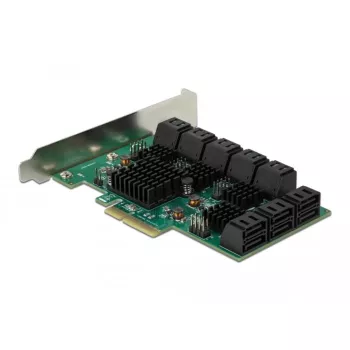 DeLOCK 16 port SATA PCI Express x4 karta 6 Gbit/s zelená sivá