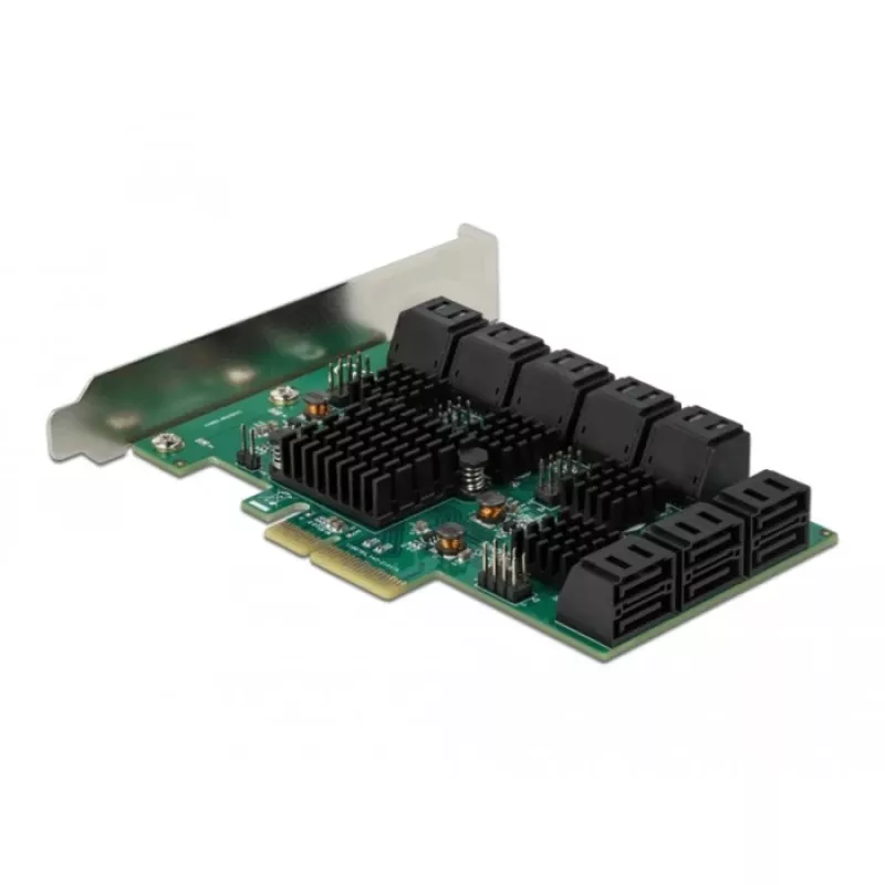 DeLOCK 16 port SATA PCI Express x4 karta 6 Gbit/s zelená sivá