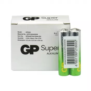 Alkalické batérie AAA GP Battery SUPER 1,5V — balenie 10 ks