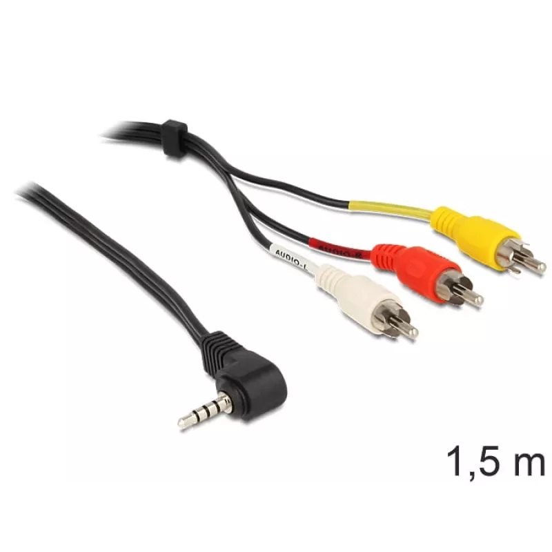 Video káblový adaptér DeLOCK 84504 1,5 m 3,5 mm 3 x RCA čierny