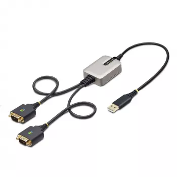 StarTech.com 2ft (60cm) 2-portový USB na sériový adaptérový kábel, vymeniteľné DB9 skrutky/matice, COM retention, USB-A na DB9 RS232, FTDI, Level-4 ESD ochrana, Windows/macOS/ChromeOS/Linux – robustná TPE konštrukcia