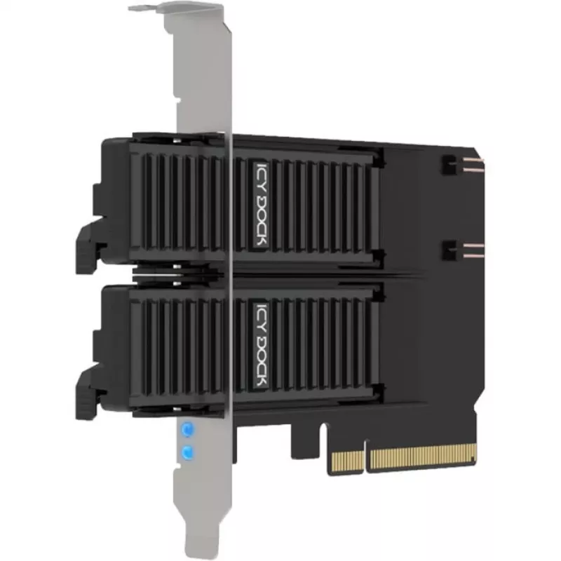 PCIe adaptérová karta icybox MB312M4P-B — 2× M.2 NVMe na PCIe 4.0 x8 (bifurkácia)