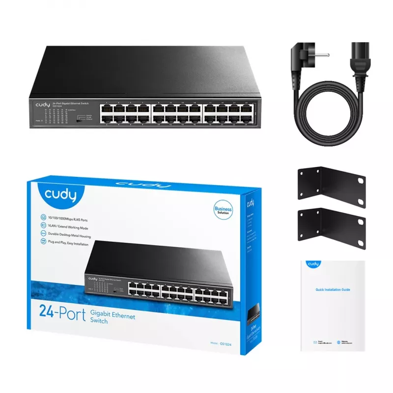 Cudy GS1024 sieťový switch Gigabit Ethernet (10/100/1000) čierny