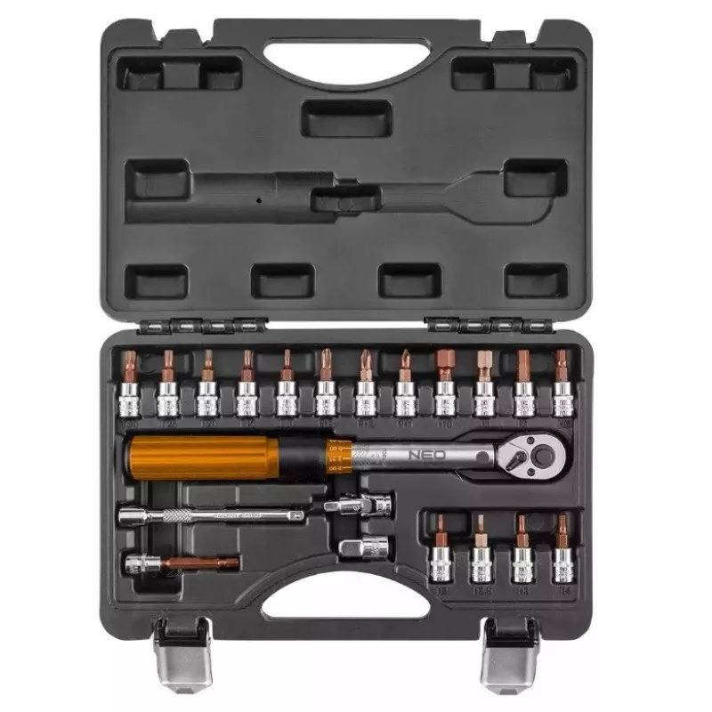 Neo Tools 1/4 obojsmerný momentový kľúč, 5-25NM, sada 21 ks