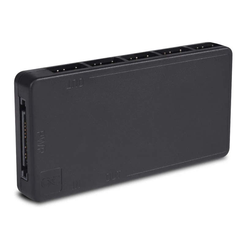 Alphacool Core 25669 rozdeľovač DRGB 11x 3-pin s napájacím konektorom SATA, čierny