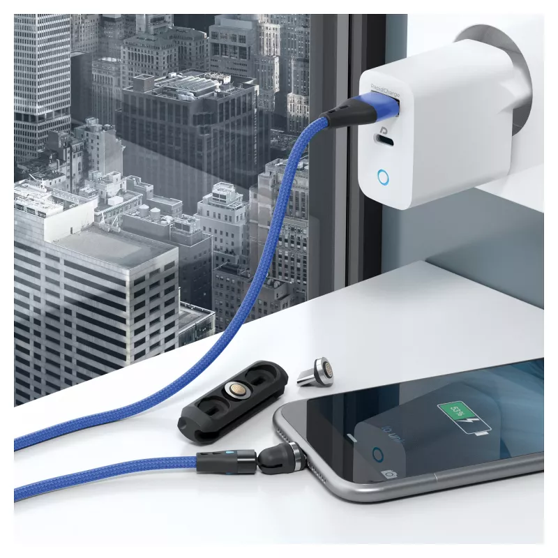 USB kábel RealPower MagneticCharge3 1 m USB A modrý rýchle nabíjanie prenos dát