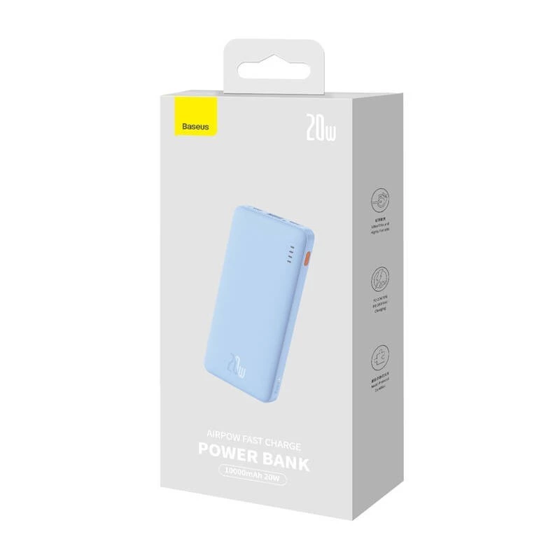 Prenosná powerbank Baseus Airpow 10000 mAh, 20W, LiPo, USB-C + USB-A, modrá