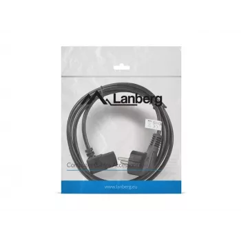 Napájací kábel LANBERG CA-C13C-12CC-0018-BK, 2 m, C13 konektor samica na CEE7/7, čierny, zahnutý C13