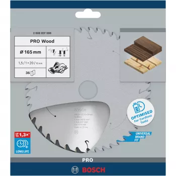 Kotúčový pílny list Bosch 2 608 837 686 — priemer 165 mm, otvor 20 mm, na drevo, 1 ks