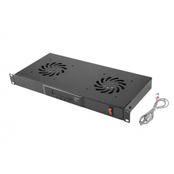 Ventilátorový panel LANBERG AK-1502-B, 1U rack, 2 ventilátory, 230V, 38W, 483×44.5×192 mm, čierny