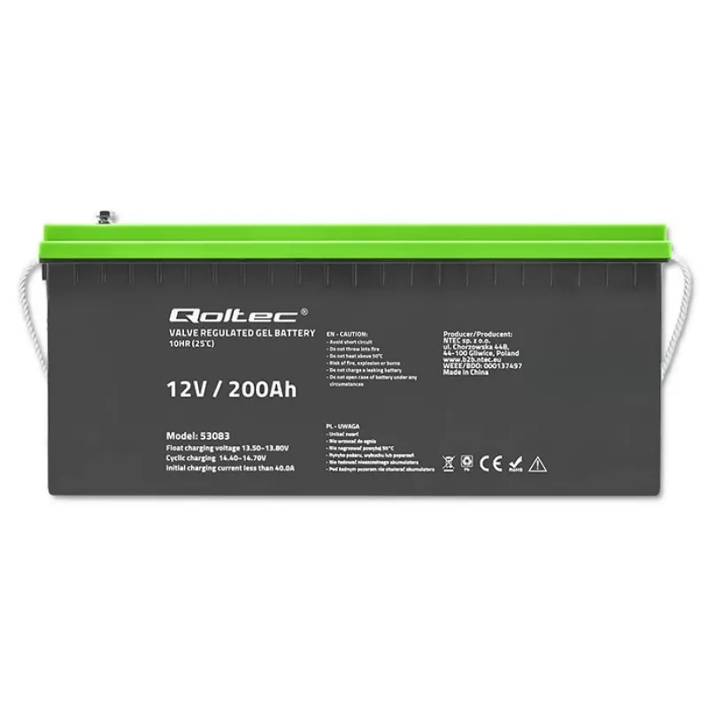 Qoltec batéria Gel | 12V | 200Ah | GEL | 59,5 kg